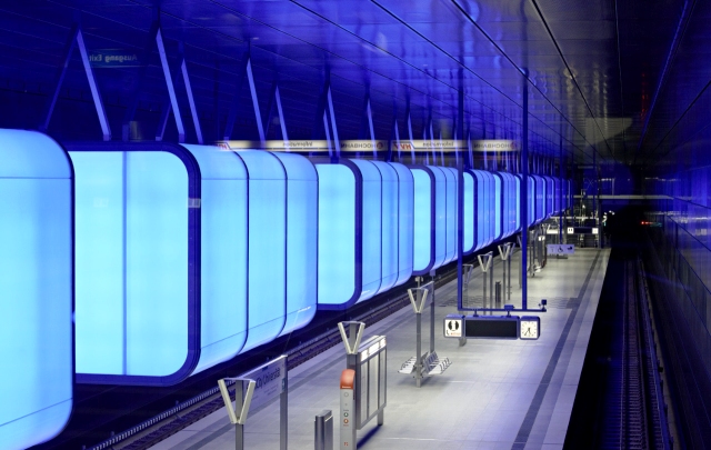 Hamburg - Hafencity Subway Station Receives Colourful LED Makeover